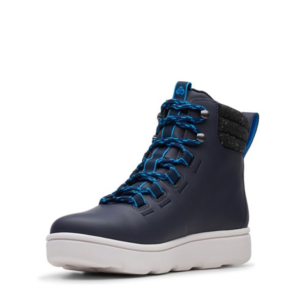 Clarks Womens Step Explor Hi Lace Up Boots Navy | UK-8759601